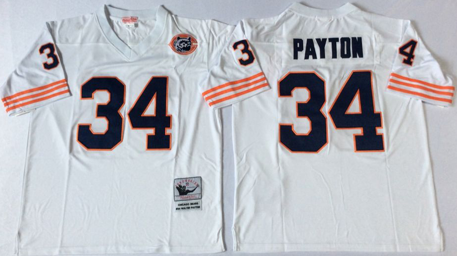 Men NFL Chicago Bears #34 Payton white Mitchell Ness jerseys->chicago bears->NFL Jersey